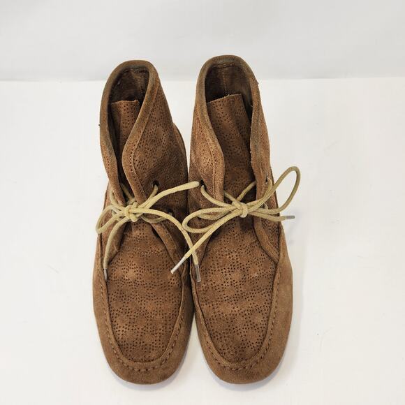 Emu Australia Women Brown Suede Ankle Boots Size 7 Lace Up Wedge Casual Moc - Picture 3 of 9